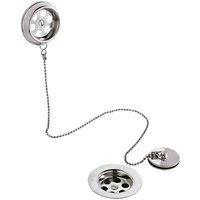 nuie Retainer Bath Waste Brass & Ball Chain - Chrome, Silver