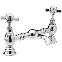 nuie Beaumont Luxury Bridge Basin Mixer NoWst - Chrome, Silver