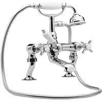 nuie Luxury 3/4" Cranked Bath Shower Mixer w/ Shower Kit - Chrome, Silver