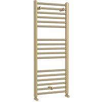 Nuie Straight Ladder Towel Radiator 1200 X 500Mm Brushed Brass, Brown