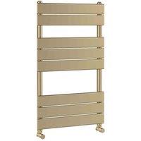 Nuie Square Flat Towel Radiator 840 X 500Mm Brushed Brass, Brown