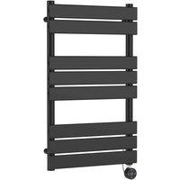 Nuie Electric Flat Towel Rail 8 Bars 840 X 500Mm Anthracite, Grey