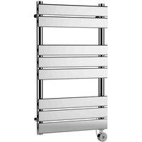 Nuie Electric Flat Towel Rail 8 Bars 840 X 500Mm Chrome, Silver