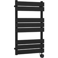 Nuie Electric Flat Towel Rail 8 Bars 840 X 500Mm Matt Black, Black