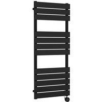 nuie Electric Flat Towel Rail 12 Bar 1213x500 - Matt Black, Black