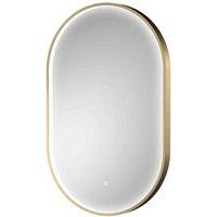 nuie Brushed Brass Frame LED Mirror - 800 x 500mm - Brushed Brass, Brown