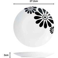 Waterside 16Pc Kira Black Flower Dinner Set, Black