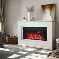 GardenSanctuary Garden Sanctuary 39 Inch 1500W Electric Fireplace With Ambient Light - White