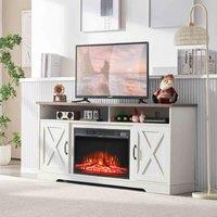 GardenSanctuary Garden Sanctuary Electric Fireplace Tv Stand With Glass Door Storage