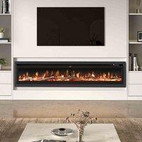 GardenSanctuary Garden Sanctuary 80 Inch 1800W Electric Freestanding Fireplace With Remote Control - Black