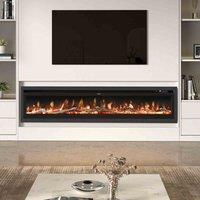 Garden Sanctuary 100 Inch 1800W Electric Freestanding Fireplace With Remote Control - Black, Black