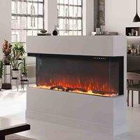 GardenSanctuary Garden Sanctuary 50 Inch 1500W Modern Recessed Electric Fireplace With Remote Control