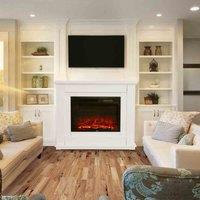 Garden Sanctuary 39 Inch 1800W Electric Freestanding Fireplace With White Wooden Mantel, White