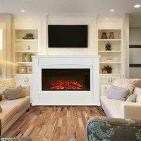 GardenSanctuary Garden Sanctuary 48 Inch 1800W Electric Fireplace With White Wooden Mantel