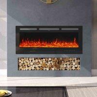 GardenSanctuary Garden Sanctuary 50 Inch 1800W Modern Recessed Electric Fireplace With Remove Control