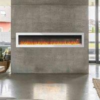 GardenSanctuary Garden Sanctuary 60 Inch 1500W Recessed Electric Fireplace With Remove Control - White