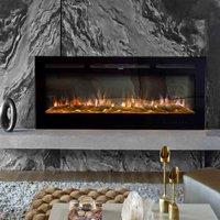 Garden Sanctuary 80 Inch 1800W Recessed Electric Fireplace With Adjustable Flame - Black, Black