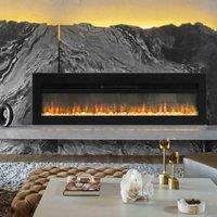 Garden Sanctuary 70 Inch 1500W Recessed Electric Fireplace With Remove Control - Black, Black