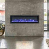 GardenSanctuary Garden Sanctuary 60 Inch 1500W Recessed Electric Fireplace With Remote Control - Black