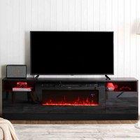 GardenSanctuary Garden Sanctuary 36 Inch 1500W Electric Fireplace With 178Cm Tv Stand - Black