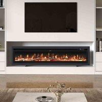 Garden Sanctuary 70 Inch 1800W Recesseed Wall Mounted Electric Fireplace - Black, Black
