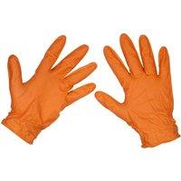 Sealey SSP56L Orange Diamond Grip Powder- Free Gloves Large - Pack Of 50, Multi