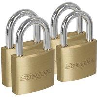 Sealey Brass Body Padlock Brass Cylinder 40Mm Keyed Alike Pack Of 4