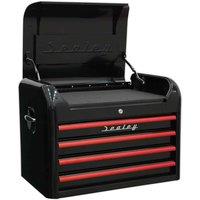 Sealey Topchest 4 Drawer Retro Style-black Red Anodised Draw Pulls