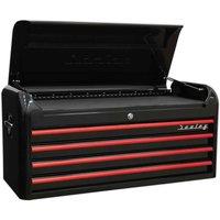 Sealey Topchest 4 Drawer Retro Style-black Red Anodised Draw Pulls
