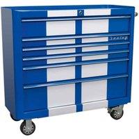 Sealey Rollcab 6 Drawer Wide Retro Style - Blue With White Stripes