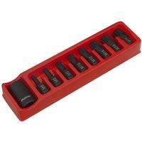 Sealey Impact Spline Bit & Holder Set 9Pc 1 2inchsq Drive