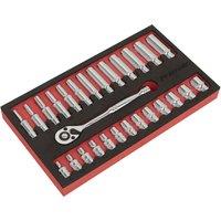 Sealey AK66721 Ratchet Wrench & Socket Set 27Pc 1 4inchsq Drive, Multi