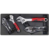 Sealey TBT04 Tool Tray With Locking Pliers & Adjustable Wrench Set 4Pc, Multi
