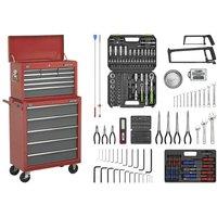 Sealey Topchest & Rollcab Combo 14 Drawer-red Grey & 281Pc Tool Kit