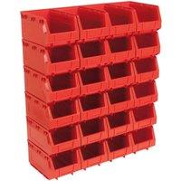 Sealey TPS324R Plastic Storage Bin 150 X 240 X 130Mm - Red Pack Of 24, Multi