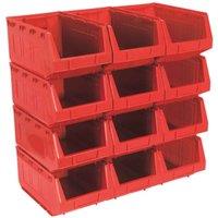 Sealey TPS412R Plastic Storage Bin 210 X 355 X 165Mm - Red Pack Of 12, Multi