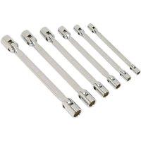 Sealey AK635 Double Flexi-head Socket Spanner Set 6Pc Fully Polished Mm, Multi