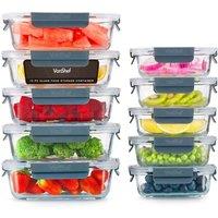 Vonshef Vonshef 10-Piece Glass Food Storage Containers, Grey