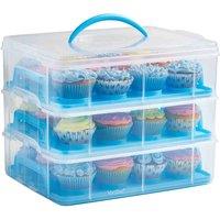 Vonshef 3 Tier Cupcake Carrier Blue, Blue