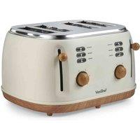 Vonshef Fika Cream & Wood 4 Slice Toaster, Grey