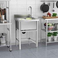 Garden Sanctuary Commercial Kitchen Sink 1 Compartment Stainless Steel, Silver