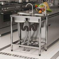 Garden Sanctuary Two Compartment Stainless Steel Sink With Shelf, Silver
