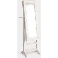 Beautify White LED Armoire Storage Mirror, White