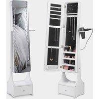 Beautify White LED Jewellery Armoire With Mirror, White