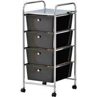 Vonhaus 4 Drawer Trolley - Black, Black