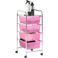 Vonhaus 4 Drawer Trolley - Pink, Pink