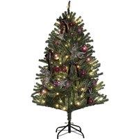 Homcom 5Ft Artificial Prelit Christmas Tree W/ LED Lights, Purple Ornaments, Green