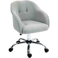 Homcom Fluffy Vanity Chair For Desk, With Height Adjustable, Wheels, Grey, Grey