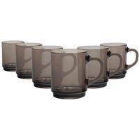 Duralex Versailles Glass Coffee Mugs - 260Ml Cups For Tea, Hot Drinks - Smoke - Pack Of 6, Clear