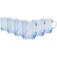 Duralex Versailles Glass Coffee Mugs - 260Ml - Marine - Pack Of 6, Blue